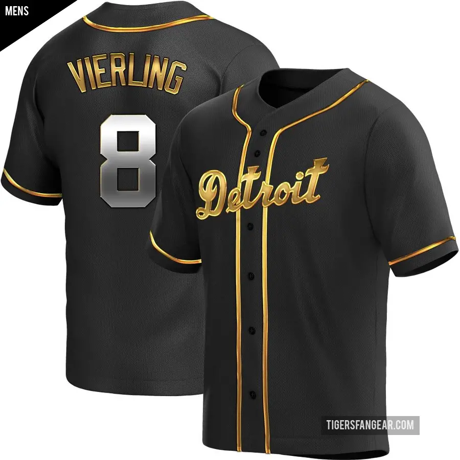 Men's Detroit Tigers ＃8 Matt Vierling Replica Gold Black en Alternate Jersey