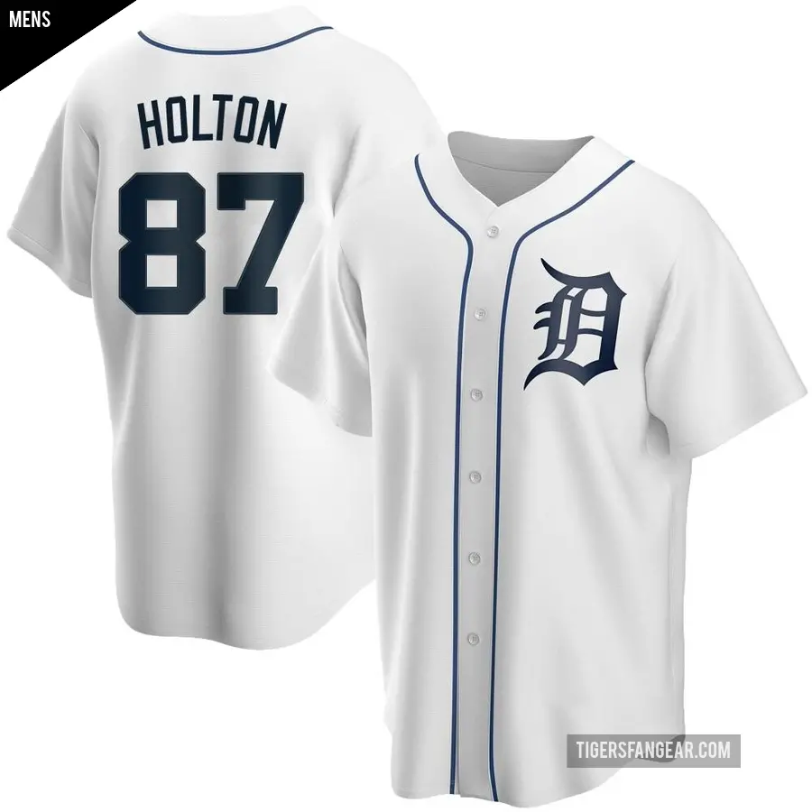 Men's Detroit Tigers ＃87 Tyler Holton Replica White Home Jersey