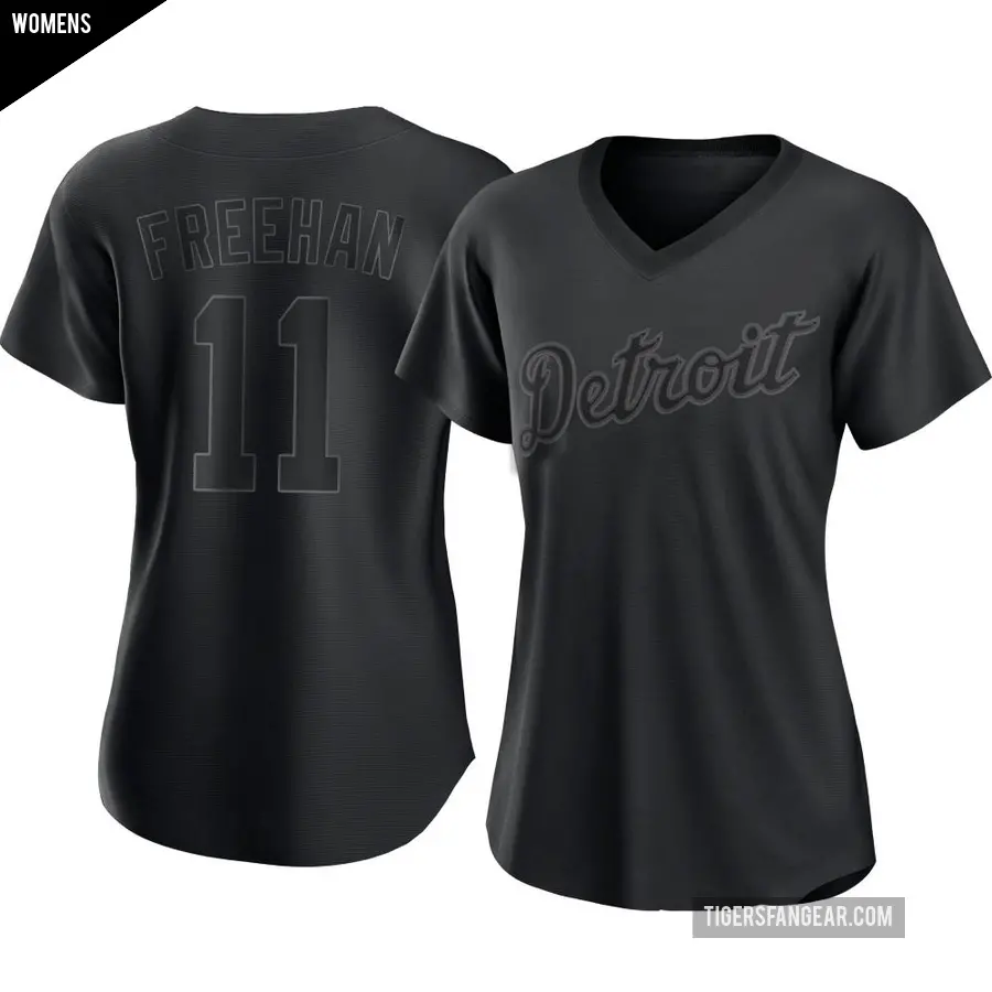 Women's Detroit Tigers ＃11 Bill Freehan Authentic Black Pitch Fashion Jersey