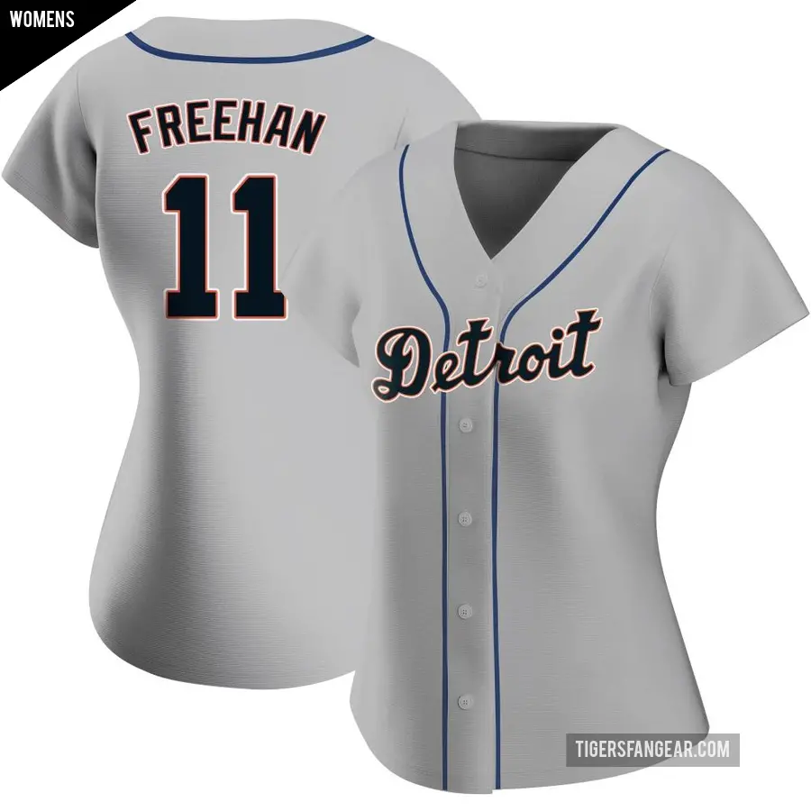 Women's Detroit Tigers ＃11 Bill Freehan Authentic Gray Road Jersey