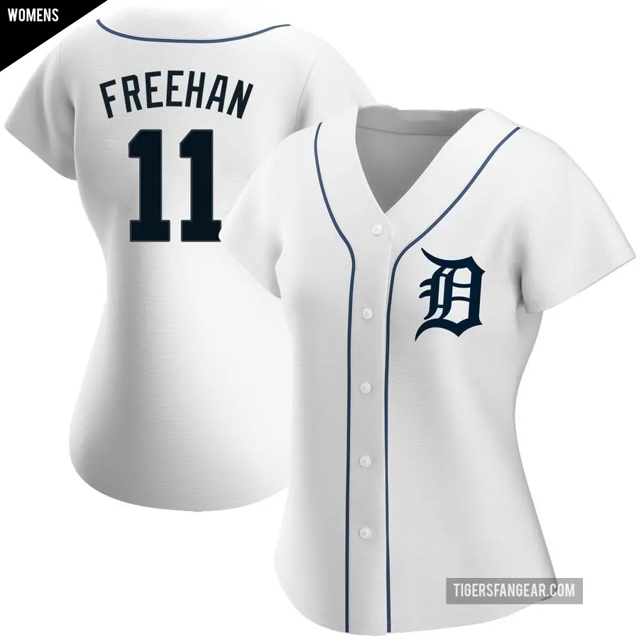 Women's Detroit Tigers ＃11 Bill Freehan Authentic White Home Jersey