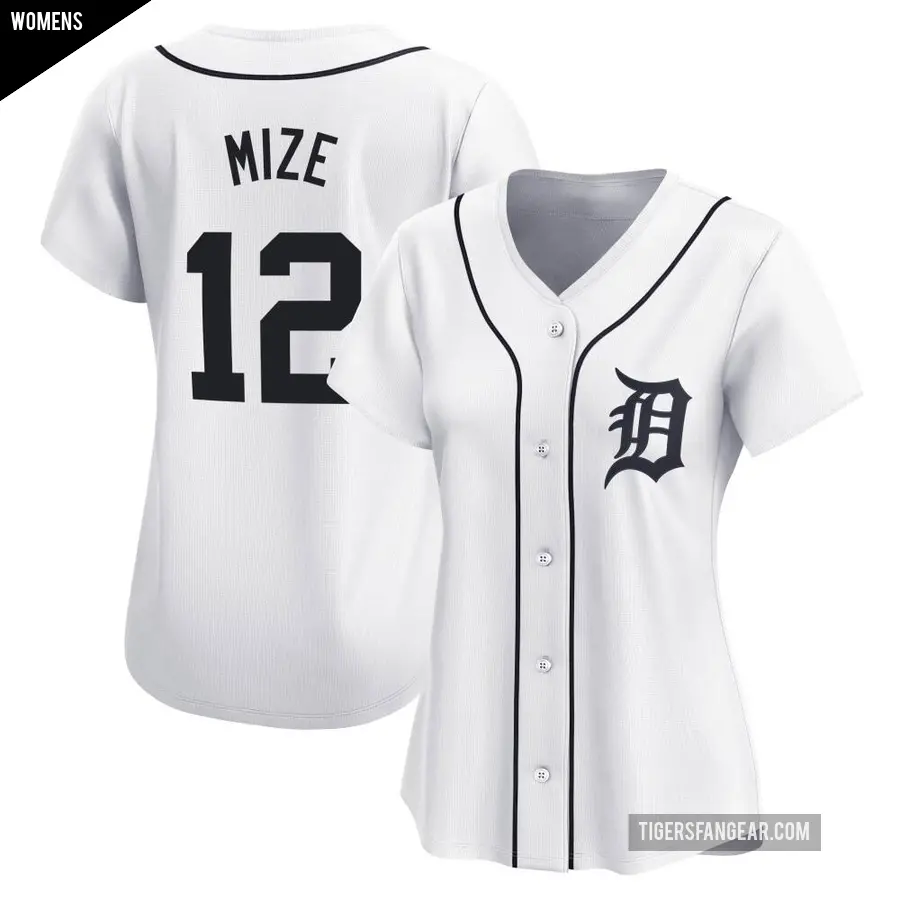 Women's Detroit Tigers ＃12 Casey Mize Limited White Home Jersey