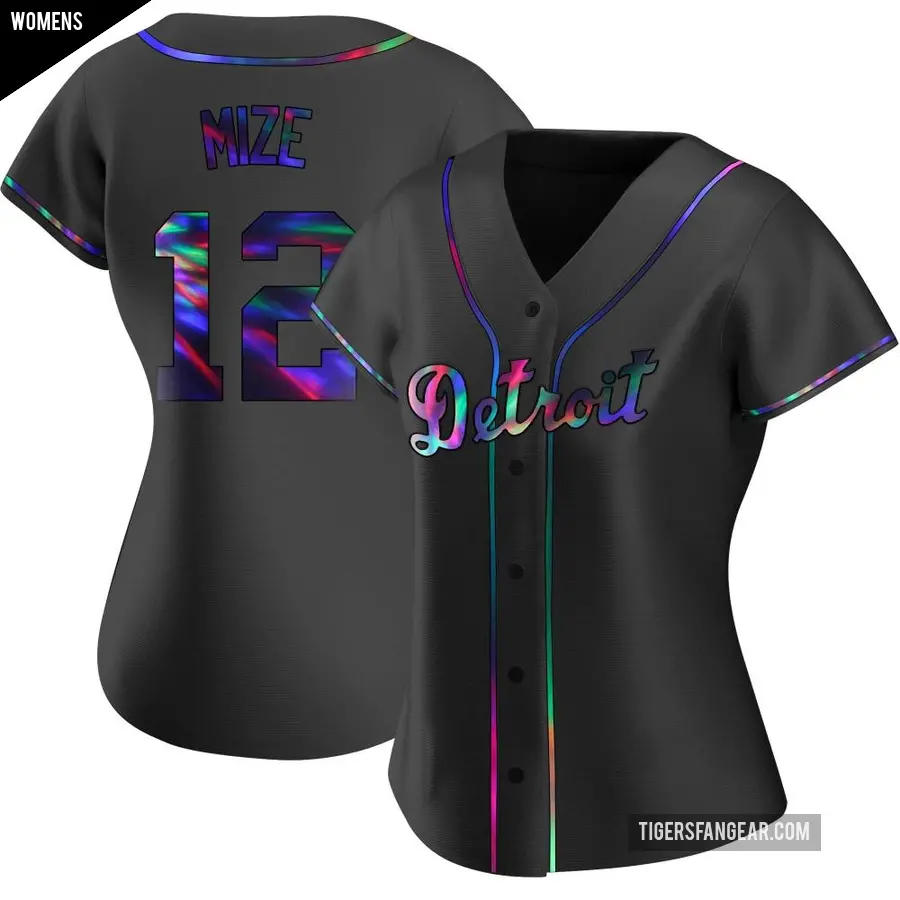 Women's Detroit Tigers ＃12 Casey Mize Replica Black Holographic Alternate Jersey