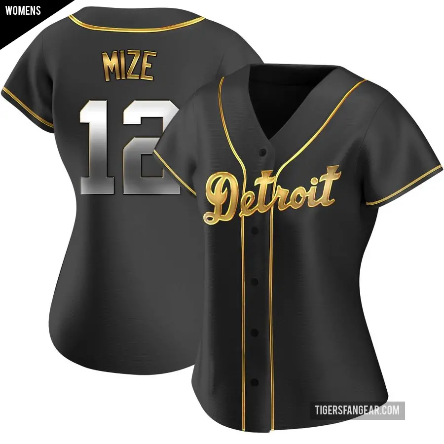 Women's Detroit Tigers ＃12 Casey Mize Replica Gold Black en Alternate Jersey