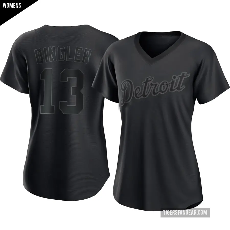 Women's Detroit Tigers ＃13 Dillon Dingler Authentic Black Pitch Fashion Jersey