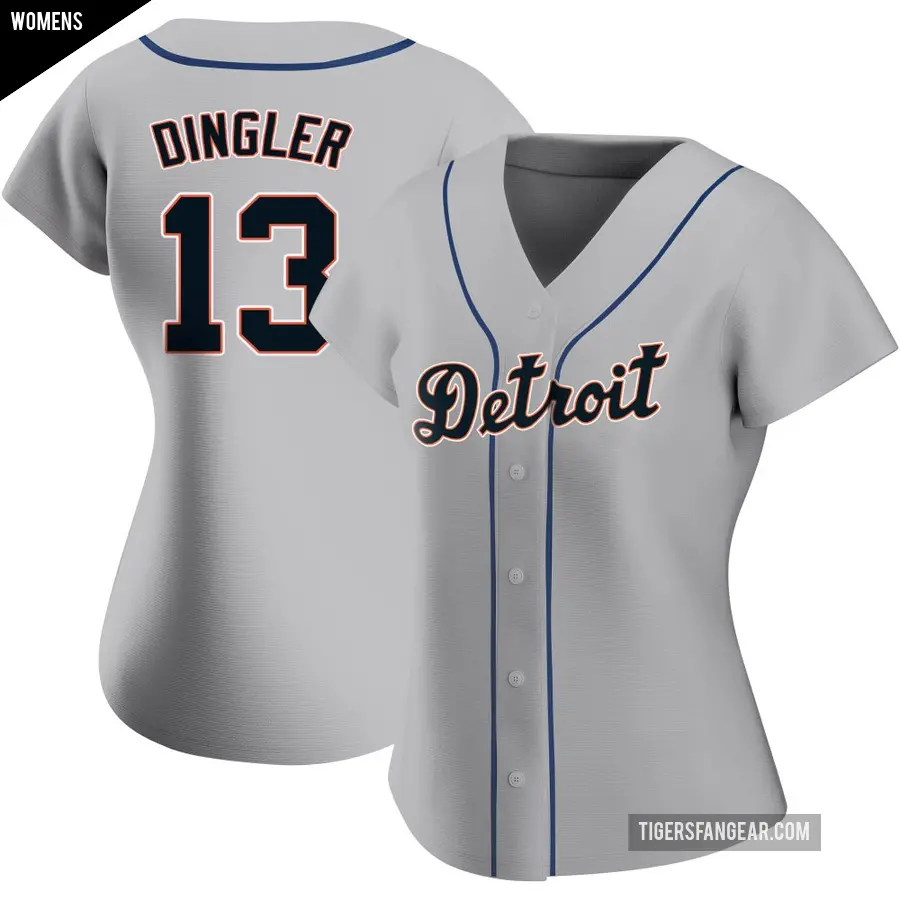 Women's Detroit Tigers ＃13 Dillon Dingler Authentic Gray Road Jersey