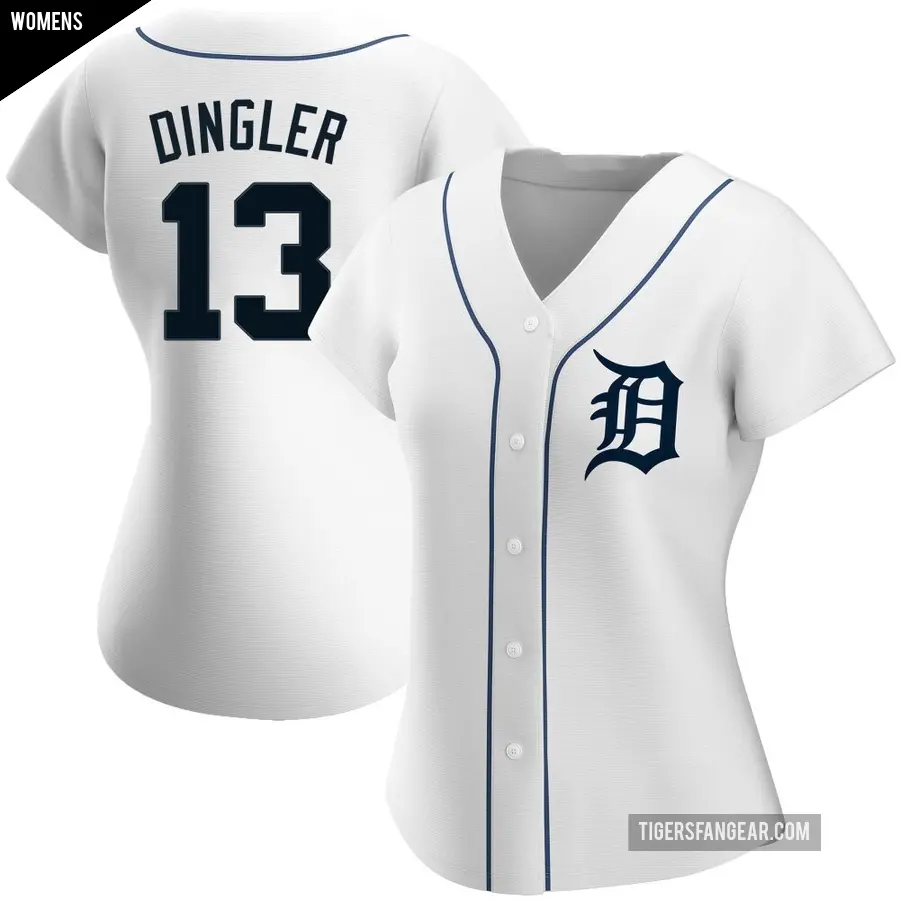 Women's Detroit Tigers ＃13 Dillon Dingler Authentic White Home Jersey