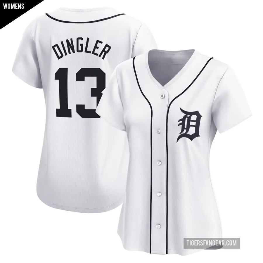 Women's Detroit Tigers ＃13 Dillon Dingler Limited White Home Jersey