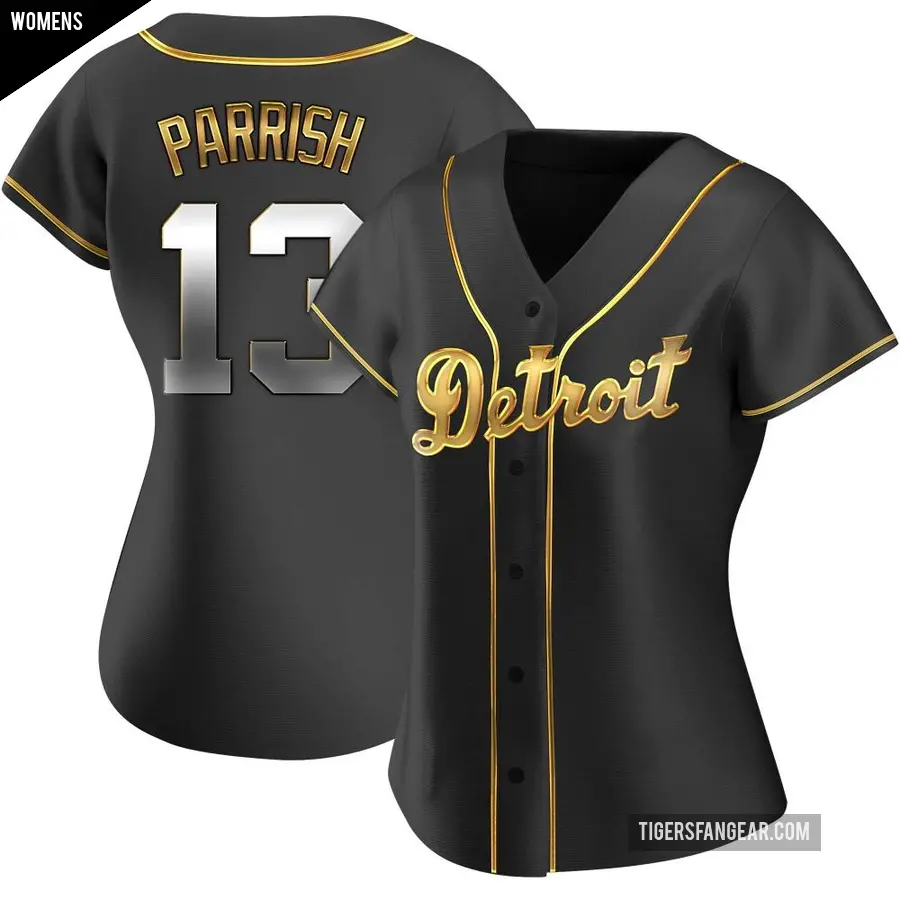 Women's Detroit Tigers ＃13 Lance Parrish Replica Gold Black en Alternate Jersey