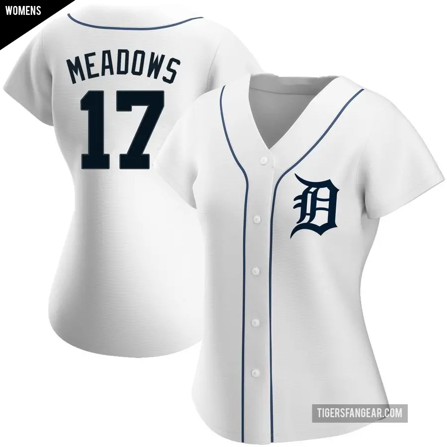 Women's Detroit Tigers ＃17 Austin Meadows Authentic White Home Jersey