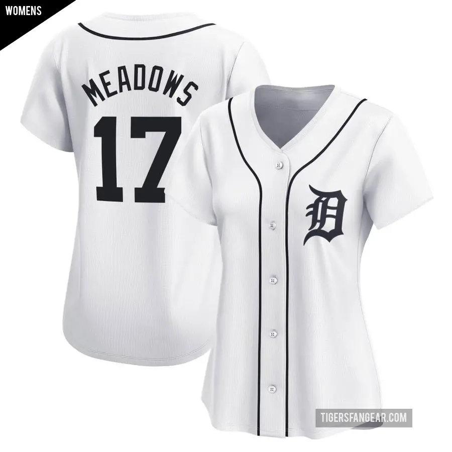 Women's Detroit Tigers ＃17 Austin Meadows Limited White Home Jersey