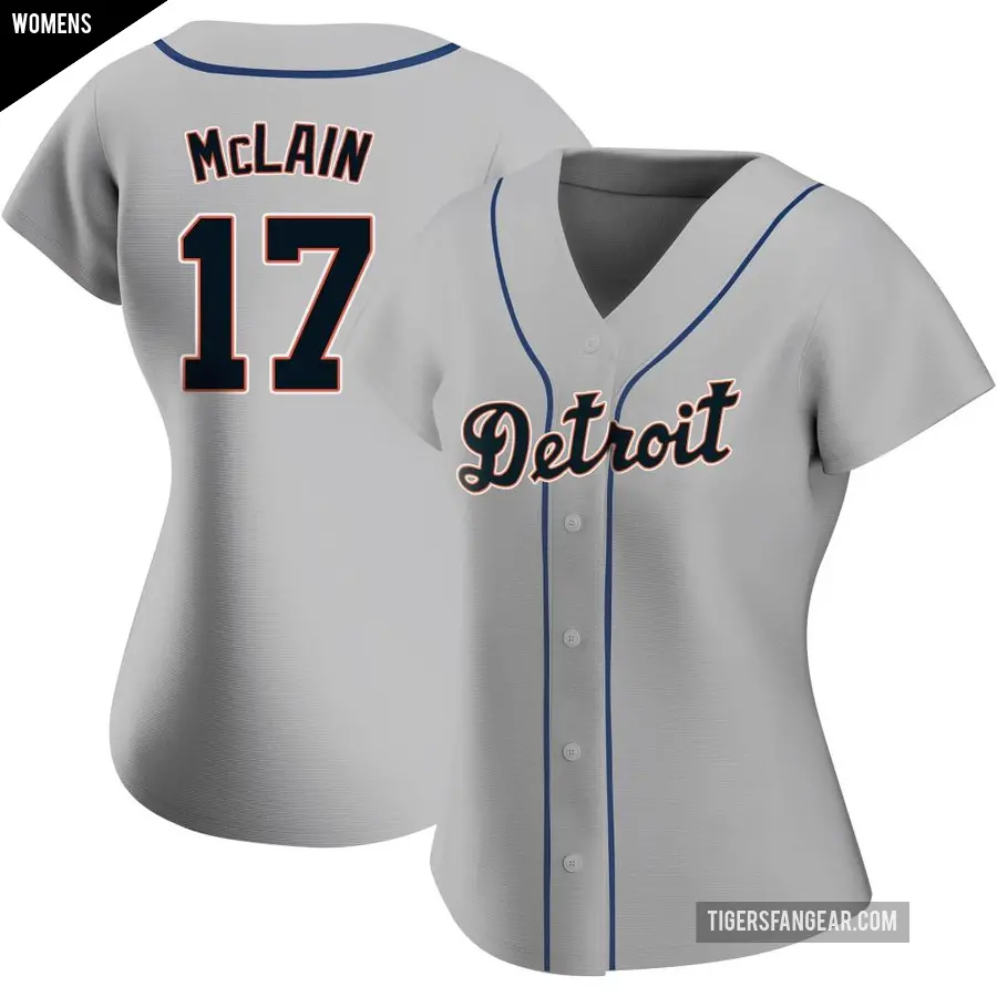 Women's Detroit Tigers ＃17 Denny McLain Authentic Gray Road Jersey