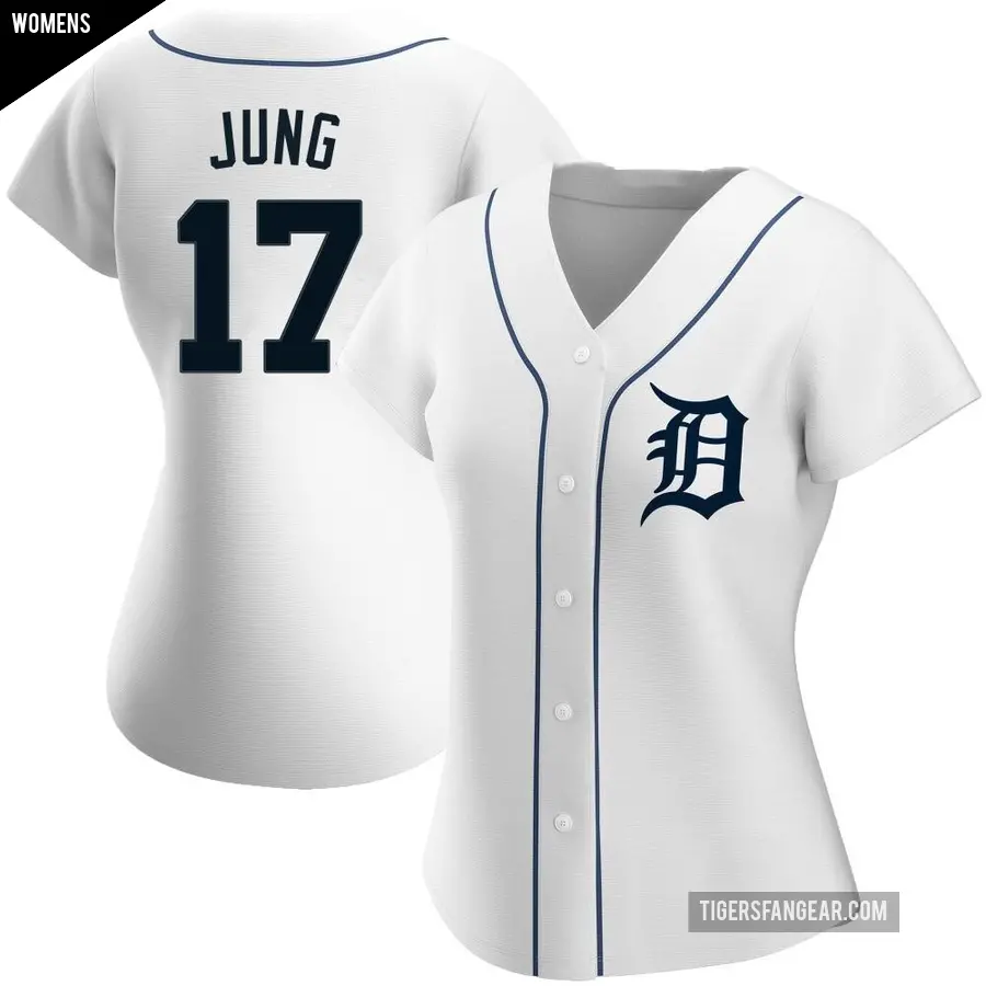 Women's Detroit Tigers ＃17 Jace Jung Authentic White Home Jersey