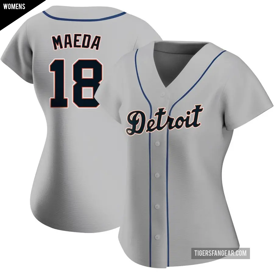 Women's Detroit Tigers ＃18 Kenta Maeda Authentic Gray Road Jersey