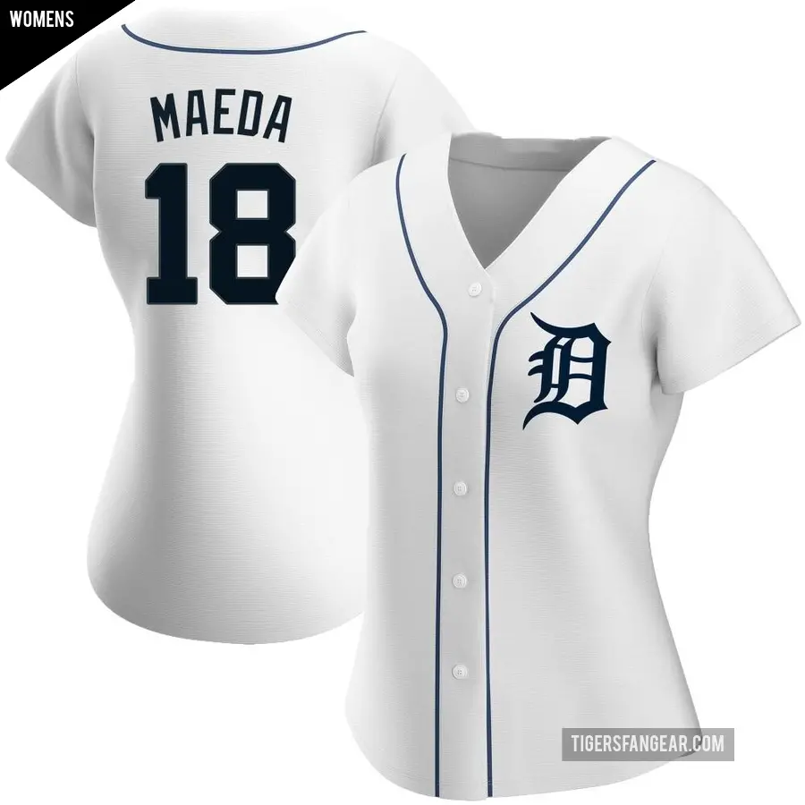 Women's Detroit Tigers ＃18 Kenta Maeda Authentic White Home Jersey