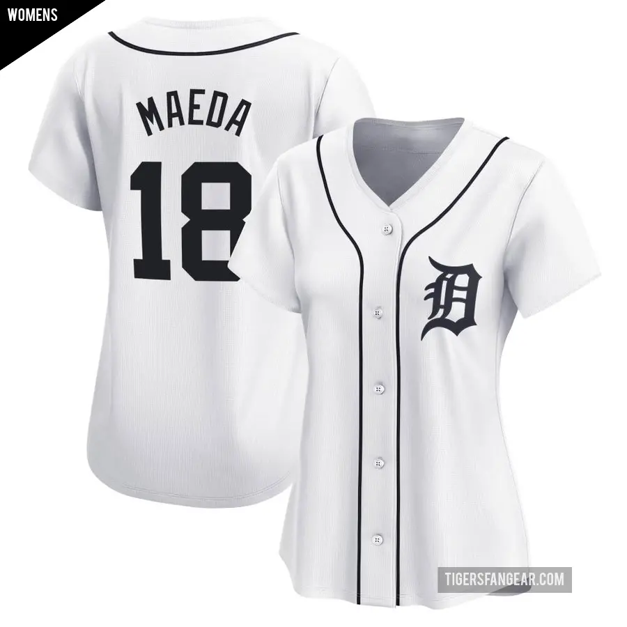 Women's Detroit Tigers ＃18 Kenta Maeda Limited White Home Jersey