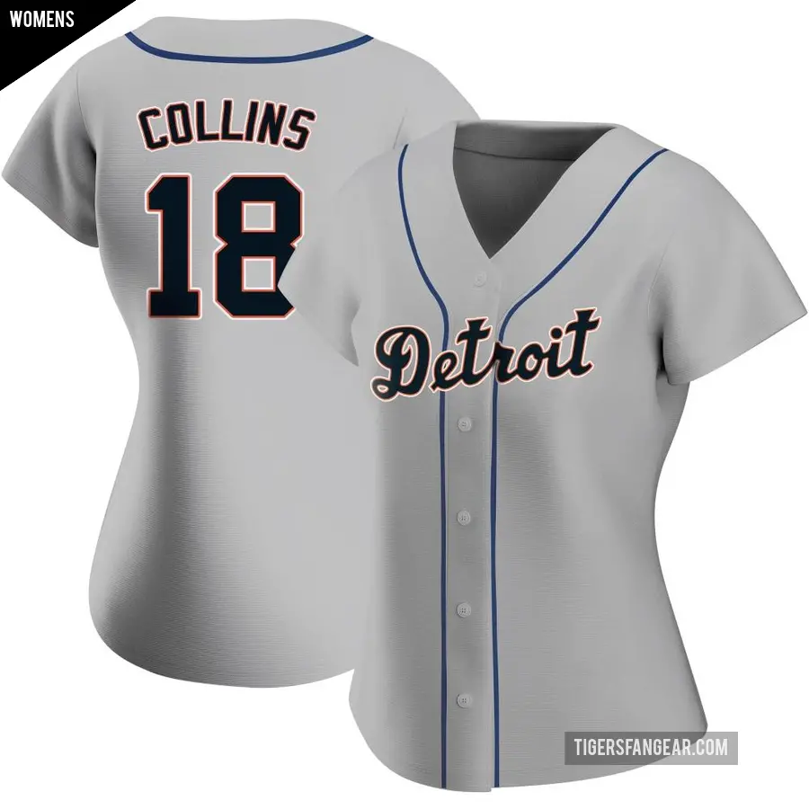 Women's Detroit Tigers ＃18 Tyler Collins Authentic Gray Road Jersey