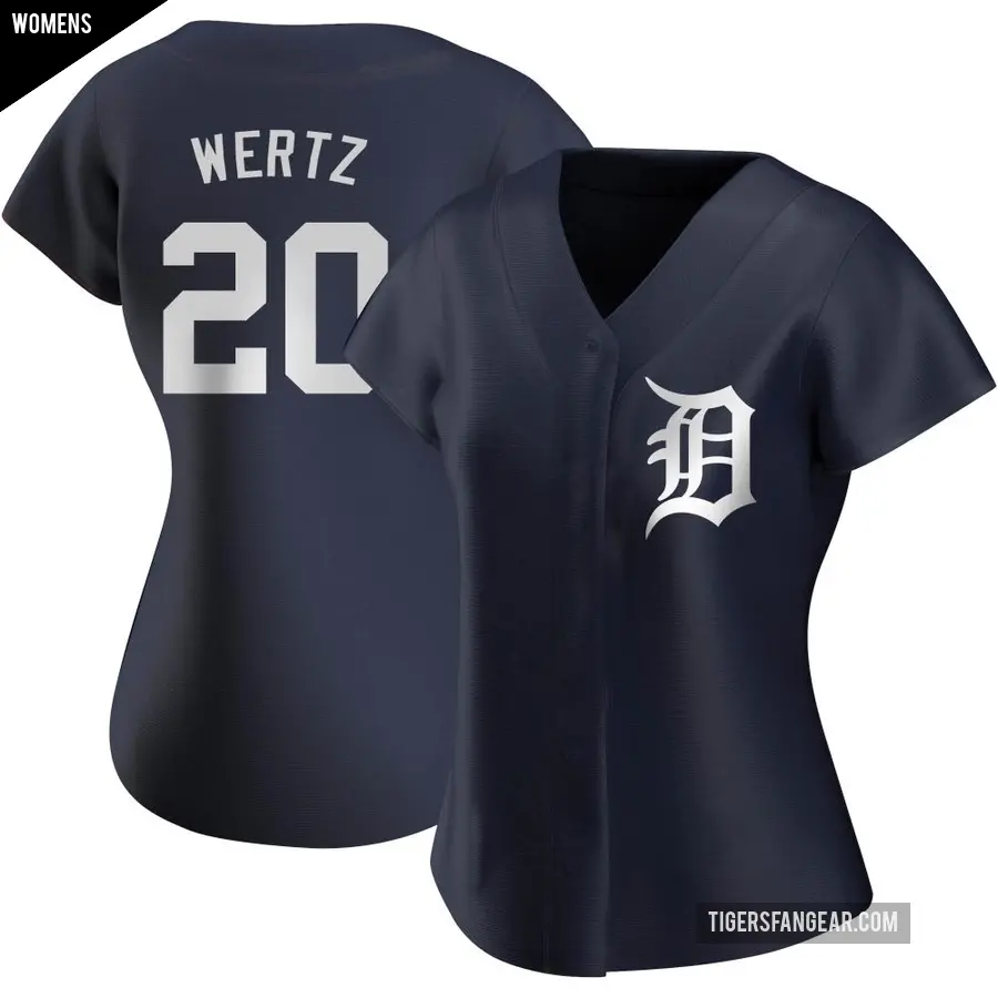 Women's Detroit Tigers ＃20 Vic Wertz Authentic Navy Alternate Jersey