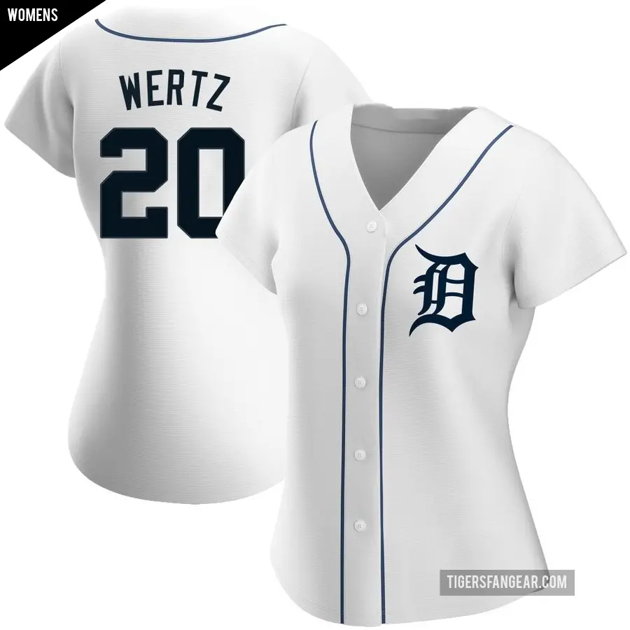 Women's Detroit Tigers ＃20 Vic Wertz Authentic White Home Jersey