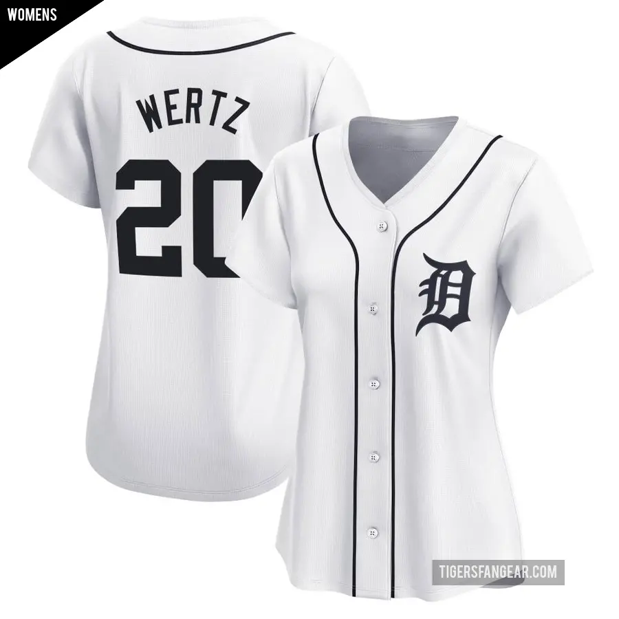 Women's Detroit Tigers ＃20 Vic Wertz Limited White Home Jersey