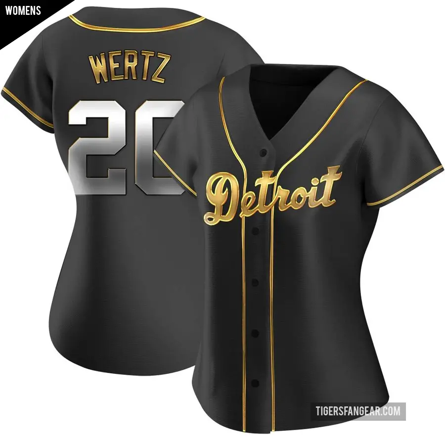 Women's Detroit Tigers ＃20 Vic Wertz Replica Gold Black en Alternate Jersey