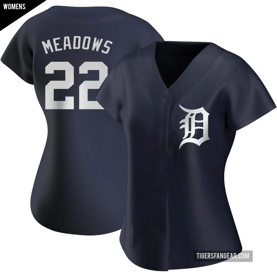 Women's Detroit Tigers ＃22 Parker Meadows Authentic Navy Alternate Jersey