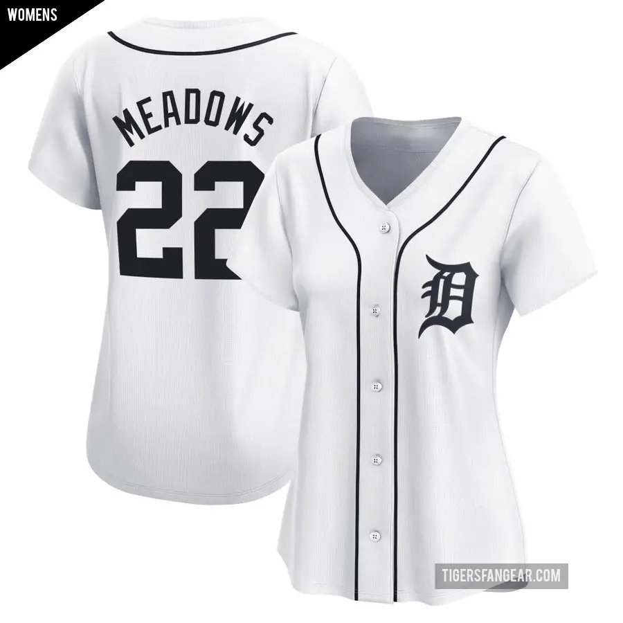 Women's Detroit Tigers ＃22 Parker Meadows Limited White Home Jersey