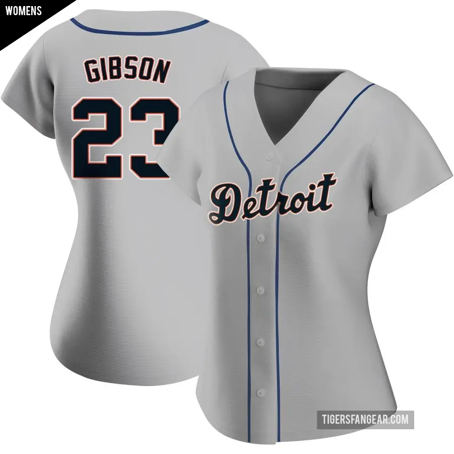 Women's Detroit Tigers ＃23 Kirk Gibson Authentic Gray Road Jersey