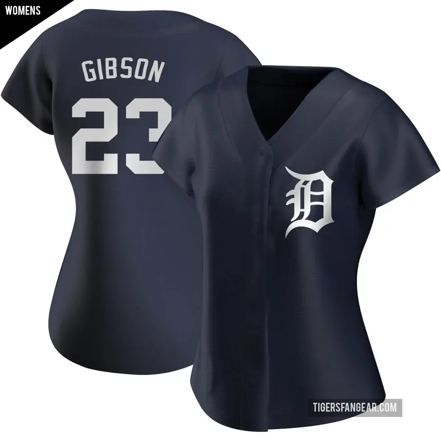 Women's Detroit Tigers ＃23 Kirk Gibson Authentic Navy Alternate Jersey