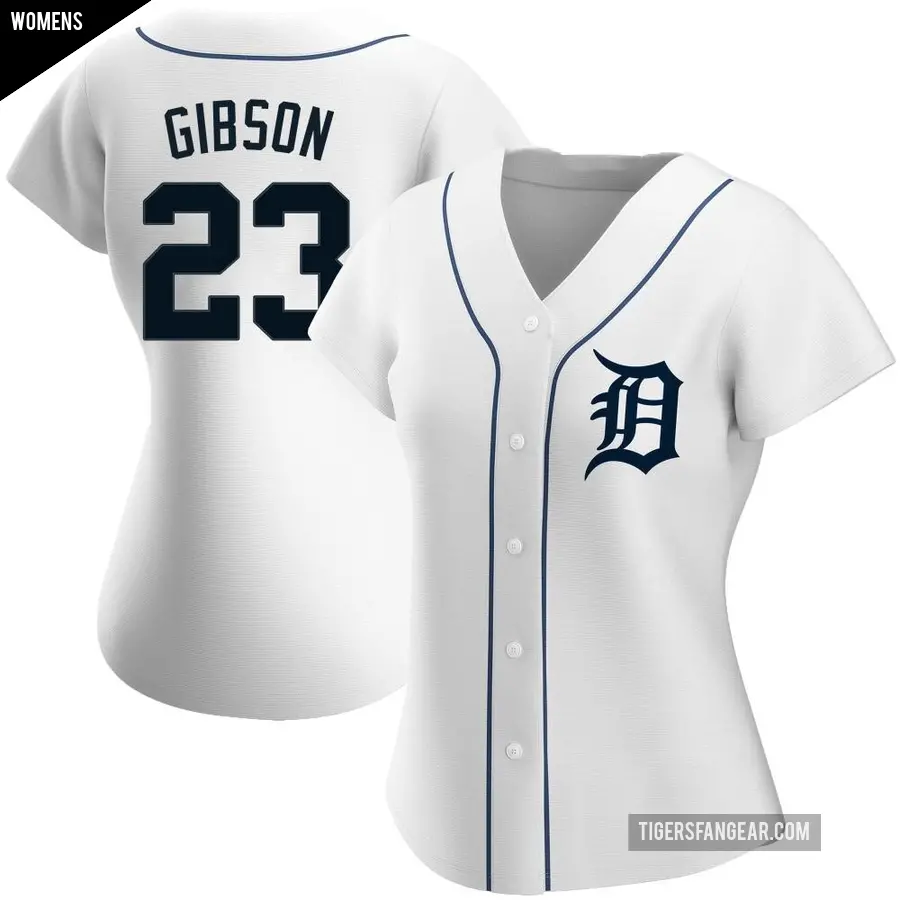 Women's Detroit Tigers ＃23 Kirk Gibson Authentic White Home Jersey