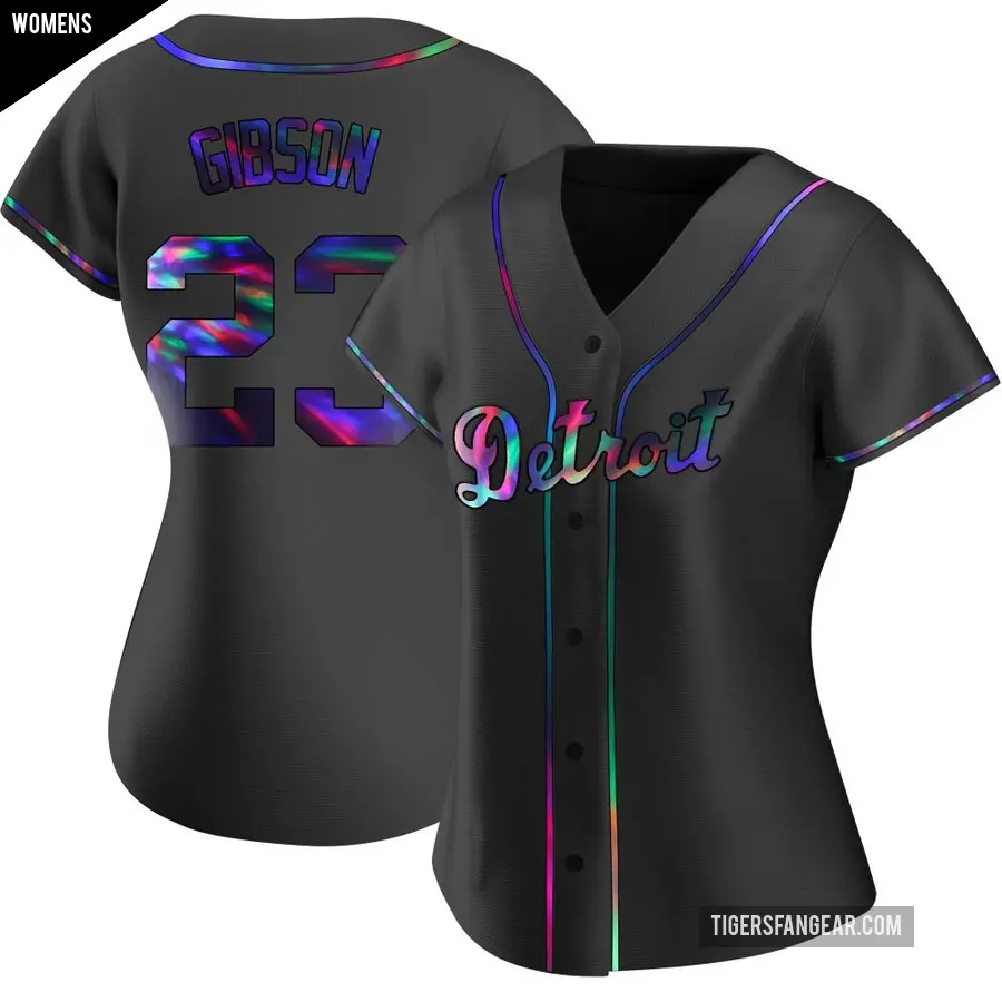 Women's Detroit Tigers ＃23 Kirk Gibson Replica Black Holographic Alternate Jersey