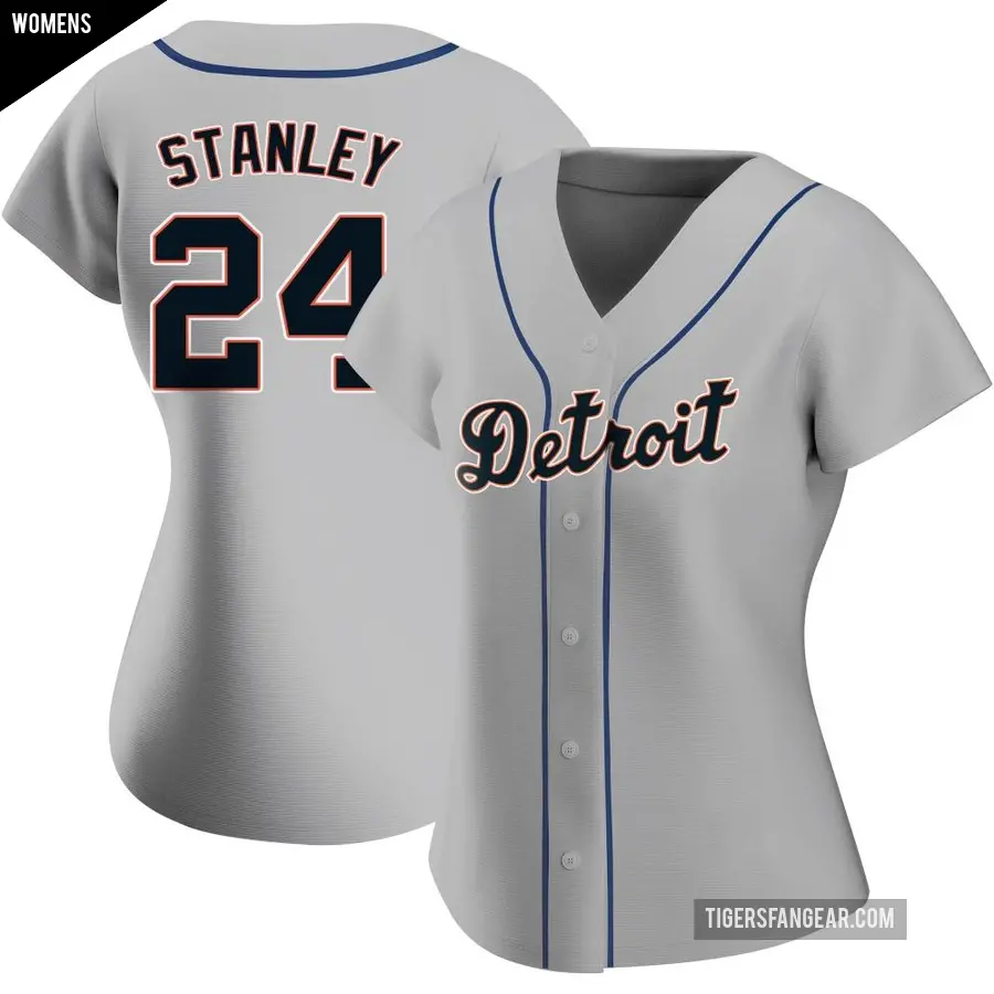 Women's Detroit Tigers ＃24 Mickey Stanley Authentic Gray Road Jersey