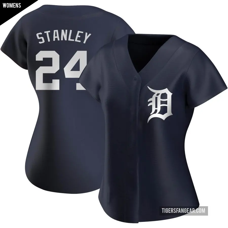 Women's Detroit Tigers ＃24 Mickey Stanley Authentic Navy Alternate Jersey