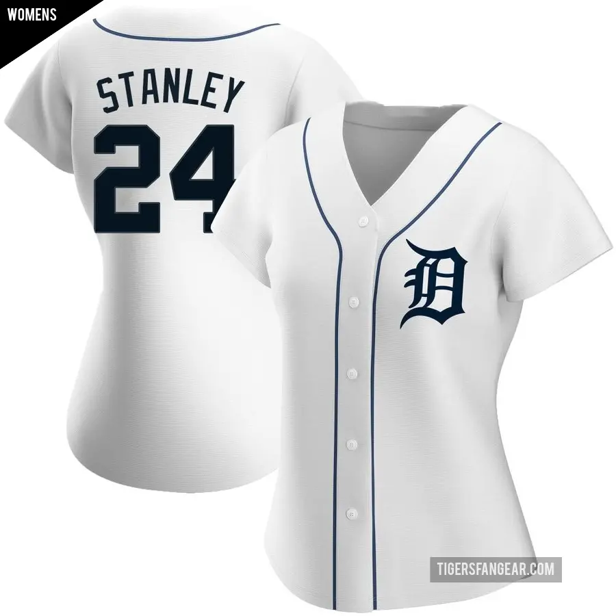 Women's Detroit Tigers ＃24 Mickey Stanley Replica White Home Jersey