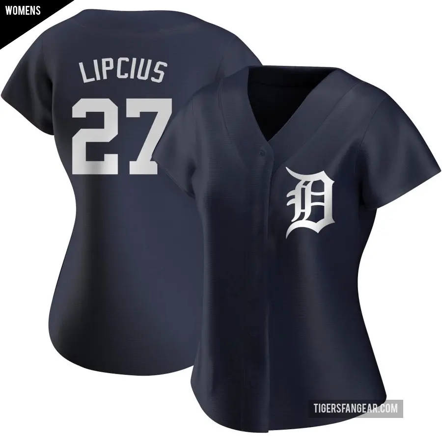 Women's Detroit Tigers ＃27 Andre Lipcius Authentic Navy Alternate Jersey