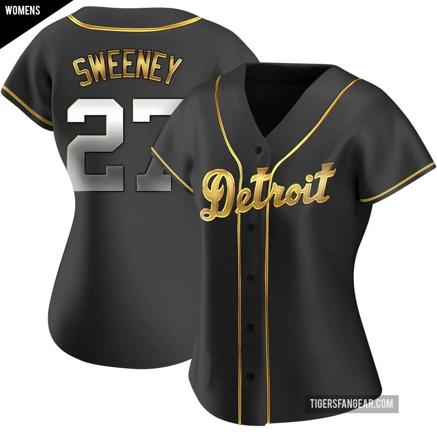 Women's Detroit Tigers ＃27 Trey Sweeney Replica Gold Black en Alternate Jersey