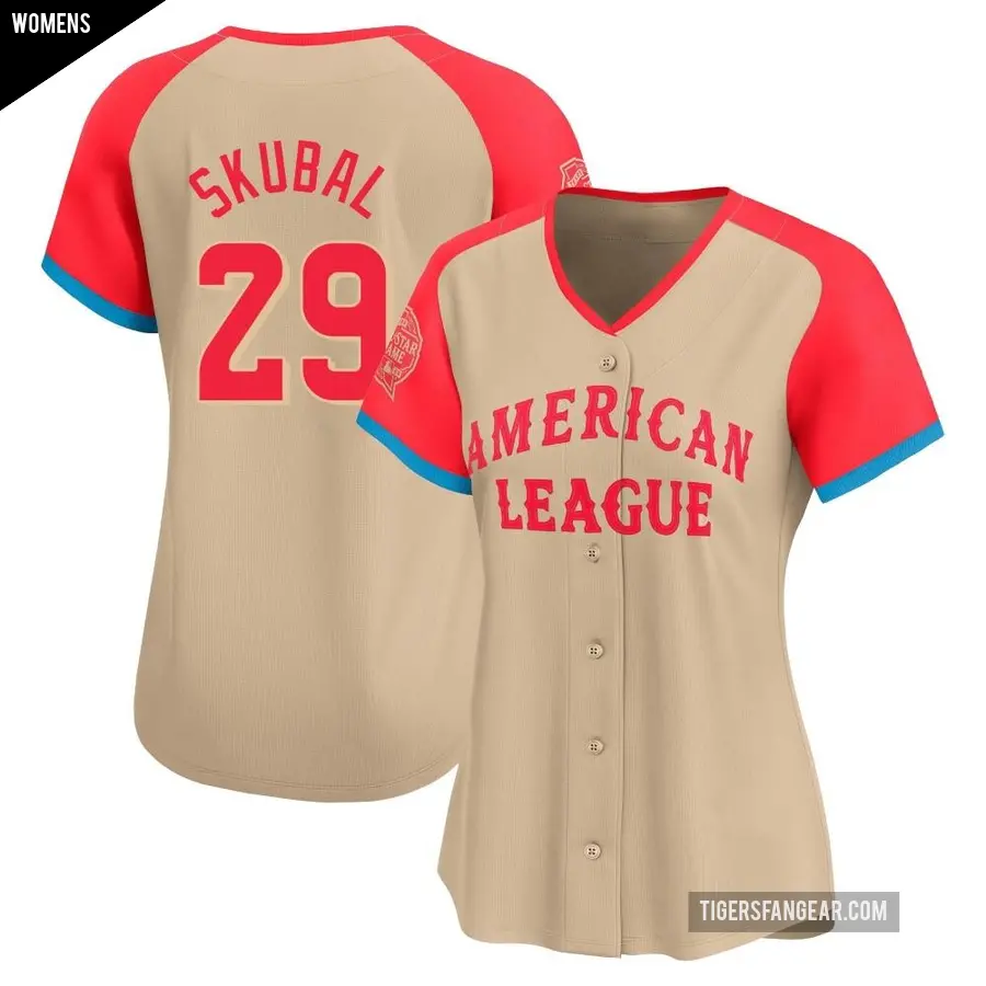 Women's Detroit Tigers ＃29 Tarik Skubal Limited Cream American League 2024 All-Star Game Jersey