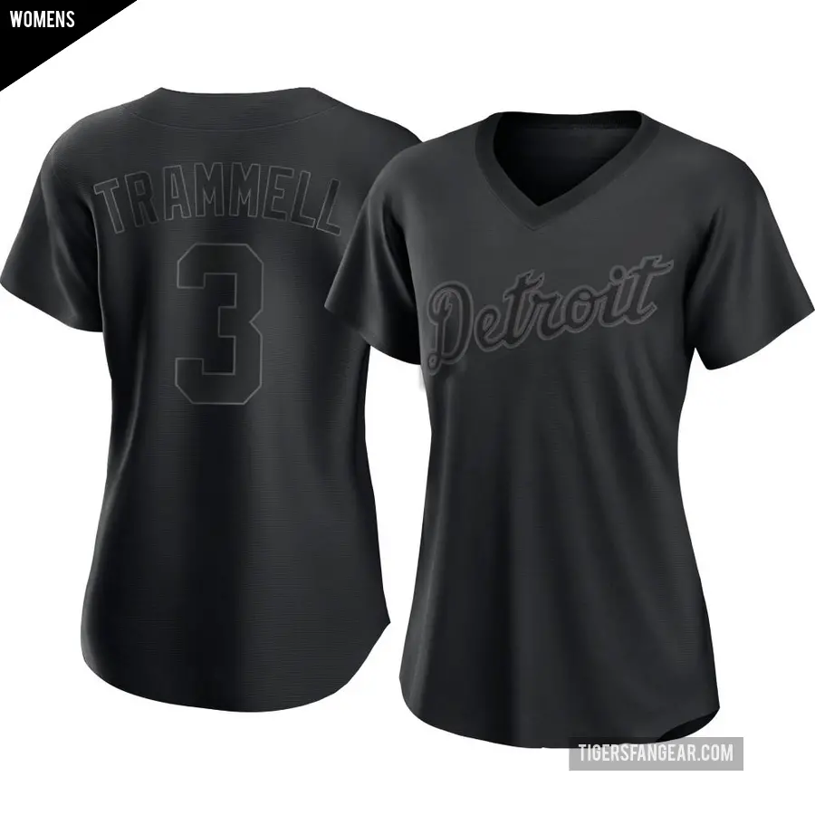 Women's Detroit Tigers ＃3 Alan Trammell Replica Black Pitch Fashion Jersey