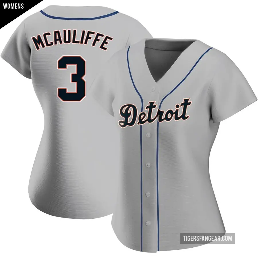 Women's Detroit Tigers ＃3 Dick Mcauliffe Authentic Gray Road Jersey