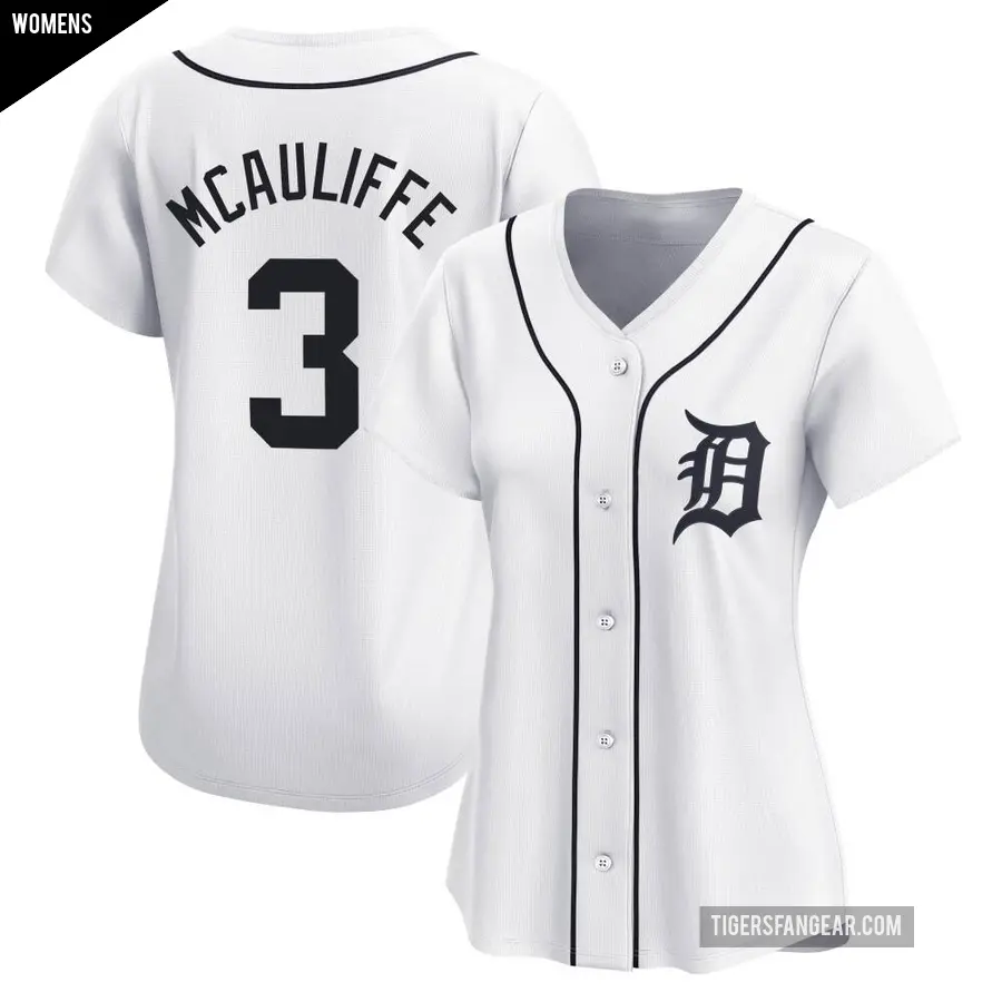 Women's Detroit Tigers ＃3 Dick Mcauliffe Limited White Home Jersey