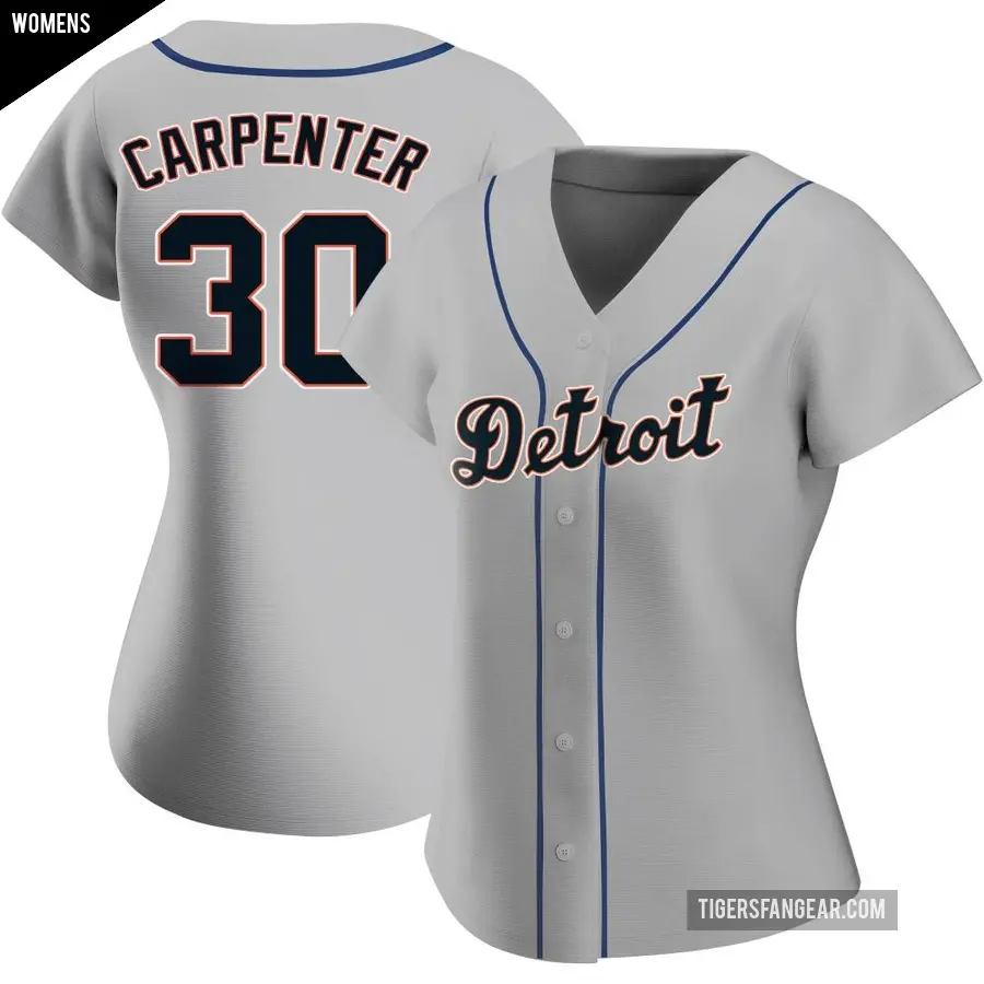 Women's Detroit Tigers ＃30 Kerry Carpenter Authentic Gray Road Jersey