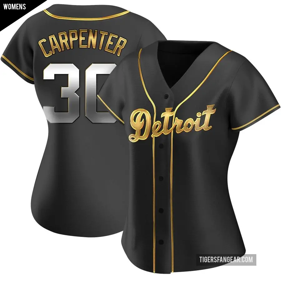 Women's Detroit Tigers ＃30 Kerry Carpenter Replica Gold Black en Alternate Jersey