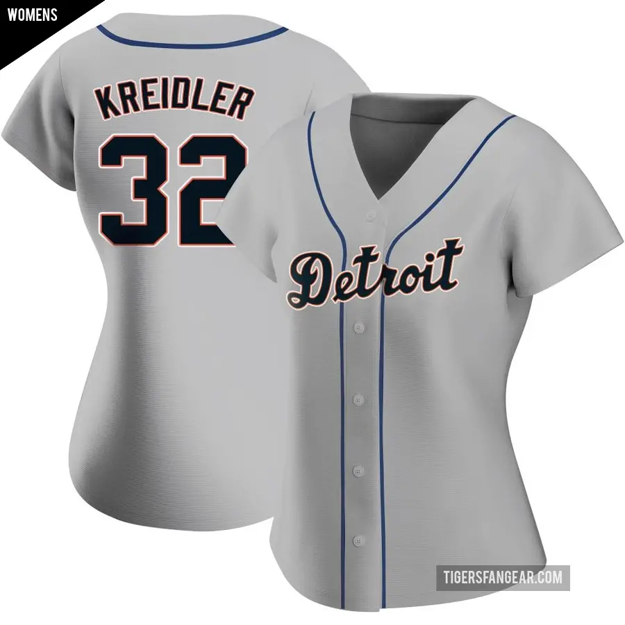 Women's Detroit Tigers ＃32 Ryan Kreidler Authentic Gray Road Jersey