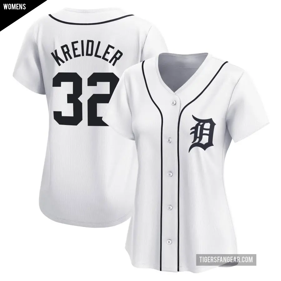 Women's Detroit Tigers ＃32 Ryan Kreidler Limited White Home Jersey