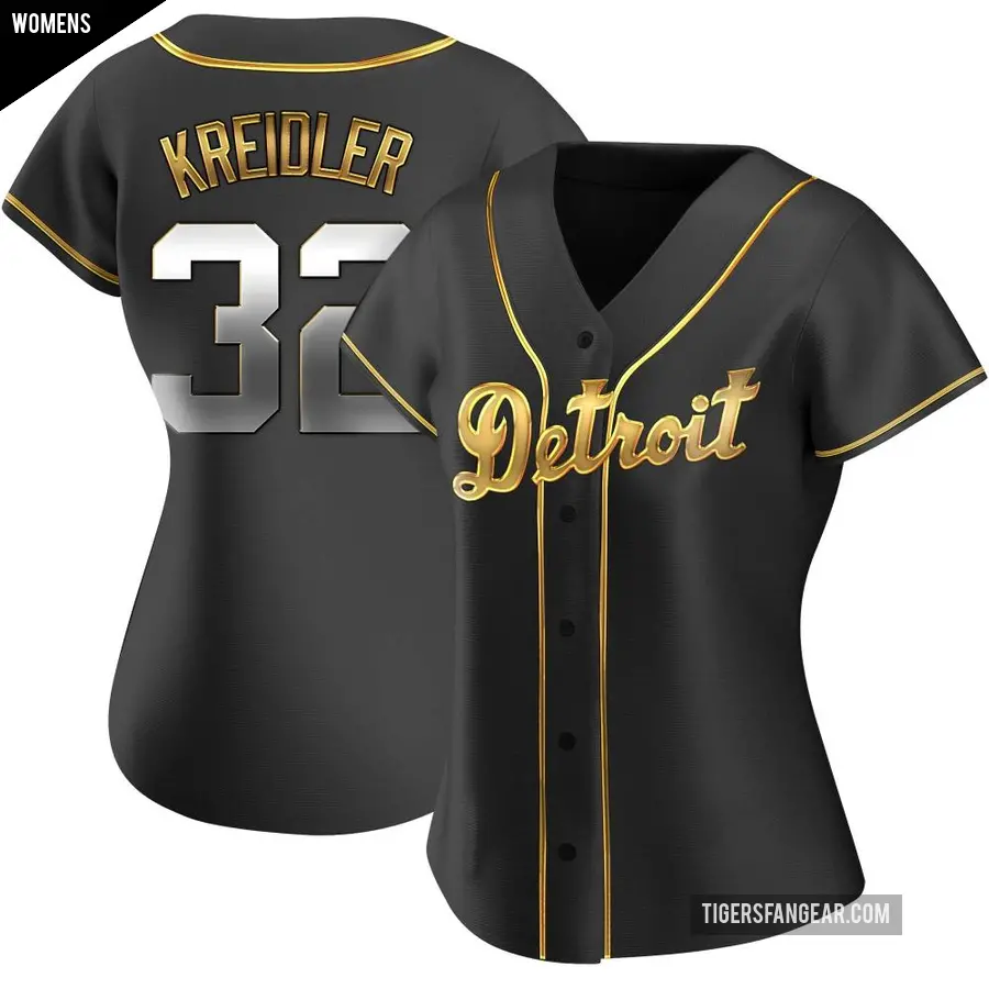 Women's Detroit Tigers ＃32 Ryan Kreidler Replica Gold Black en Alternate Jersey