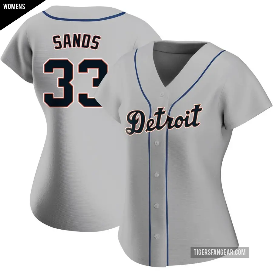 Women's Detroit Tigers ＃33 Donny Sands Authentic Gray Road Jersey