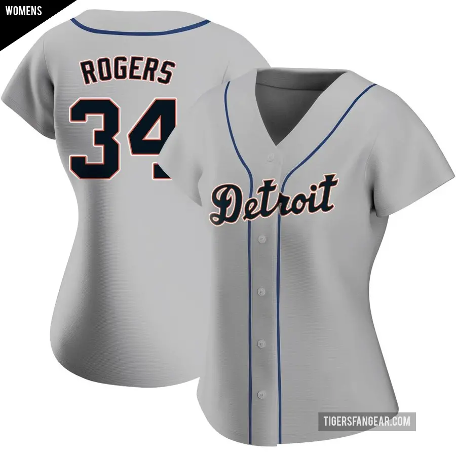 Women's Detroit Tigers ＃34 Jake Rogers Authentic Gray Road Jersey