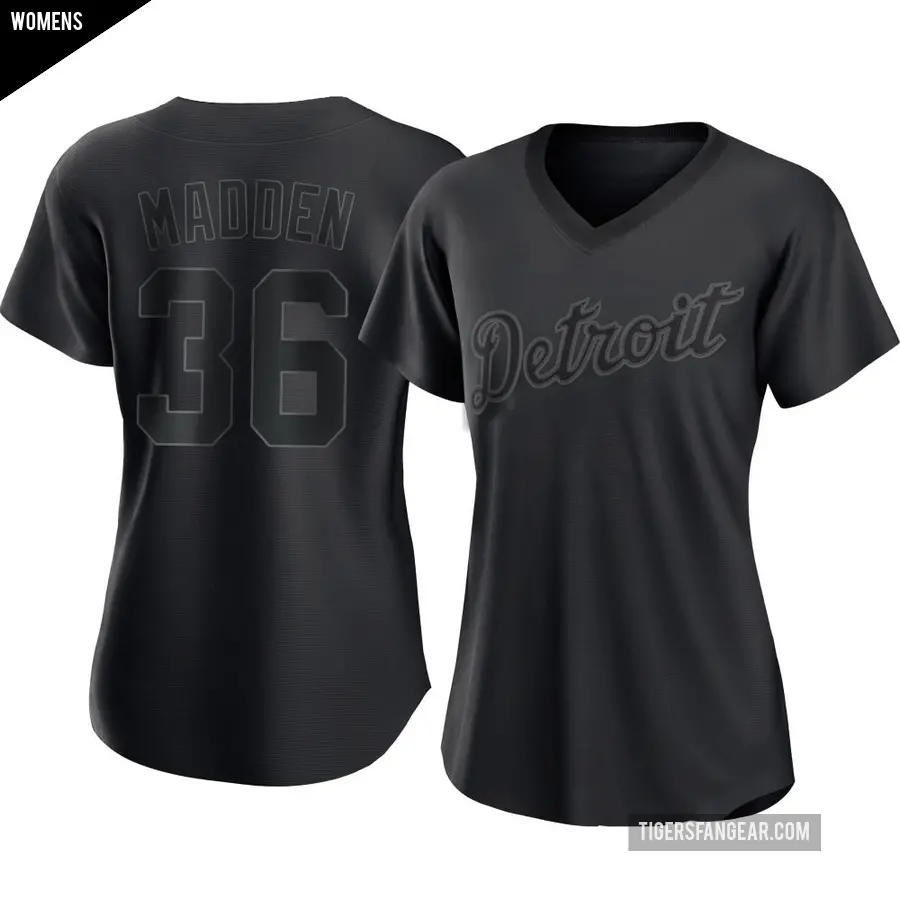 Women's Detroit Tigers ＃36 Ty Madden Authentic Black Pitch Fashion Jersey