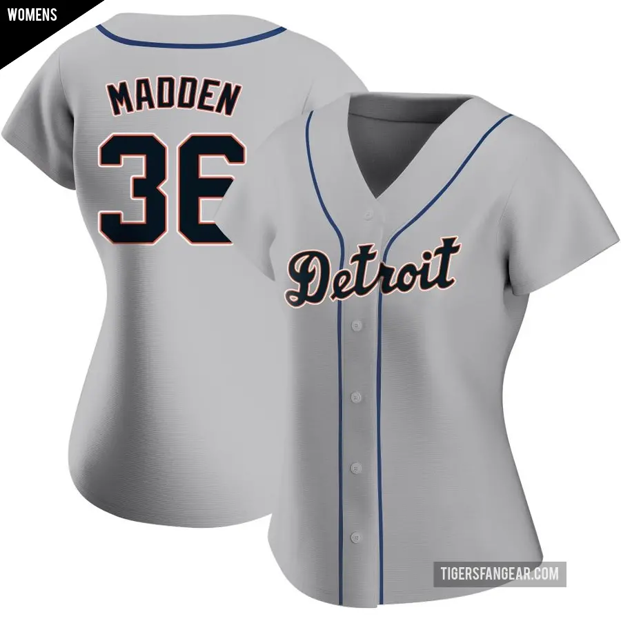 Women's Detroit Tigers ＃36 Ty Madden Authentic Gray Road Jersey