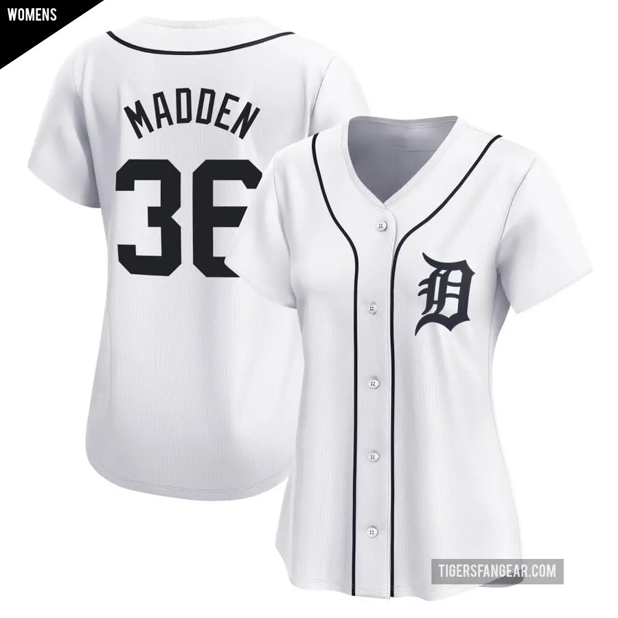 Women's Detroit Tigers ＃36 Ty Madden Limited White Home Jersey